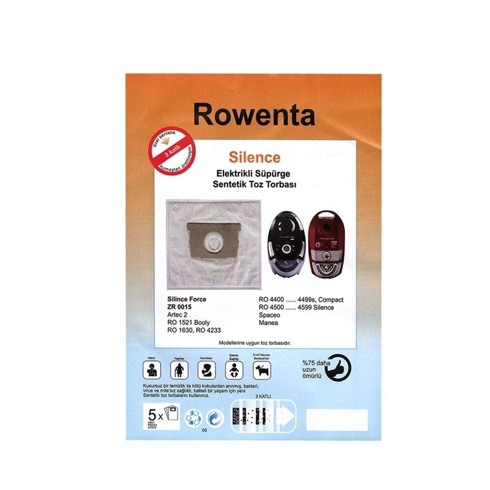 ROWENTA ZR 0015 SİLENCE FORCE SÜPÜRGE SENTETİK TOZ TORBASI 5,Lİ PAKET
