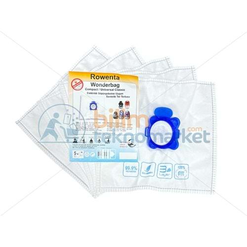 ROWENTA WONDERBAG SİLENCE SÜPÜRGE SENTETİK ELYAF TOZ TORBASI (5,Lİ PAKET)