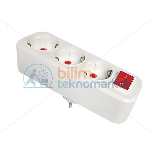 Far Anahtarlı Golyat Nilüfer I Tipi Topraklı 3'lü Priz