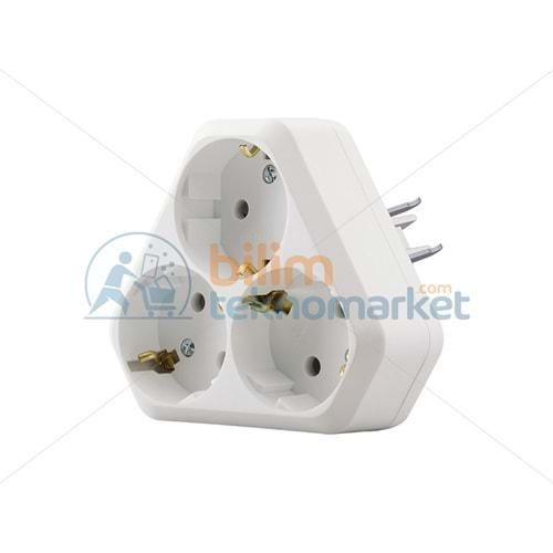 Makel 10001234 Sıva Altı Topraklı Grup Priz 3'lü Beyaz