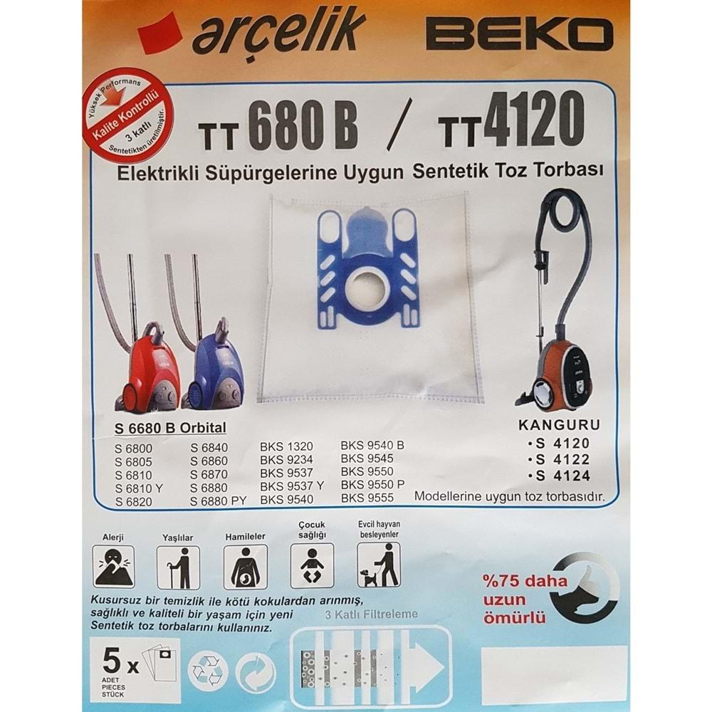 ARÇELİK S 4120 KANGURU ELEKTRİKLİ SÜPÜRGE SENTETİK TOZ TORBASI 5,Lİ PAKET