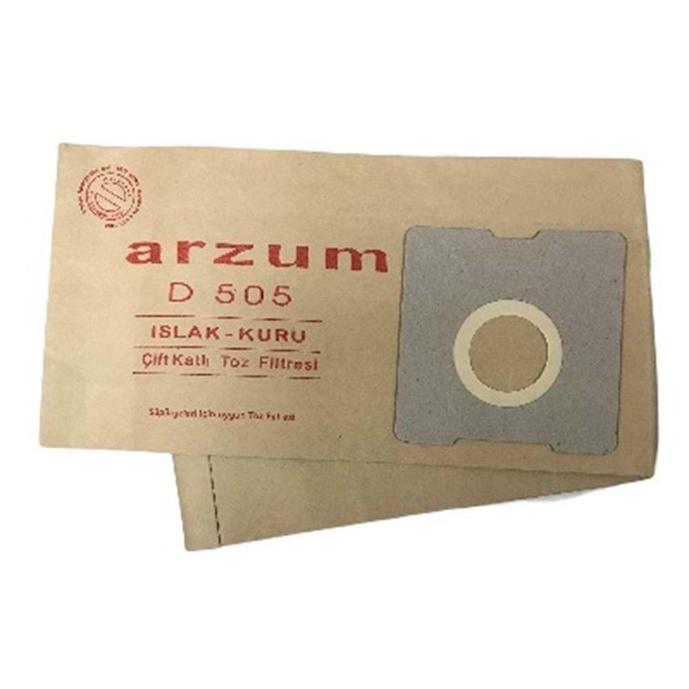 ARZUM D 505 ISLAK_KURU ELEKTRİKLİ SÜPÜRGE ÇİFT KATLI KAĞIT TOZ TORBA 10 LU PAKET