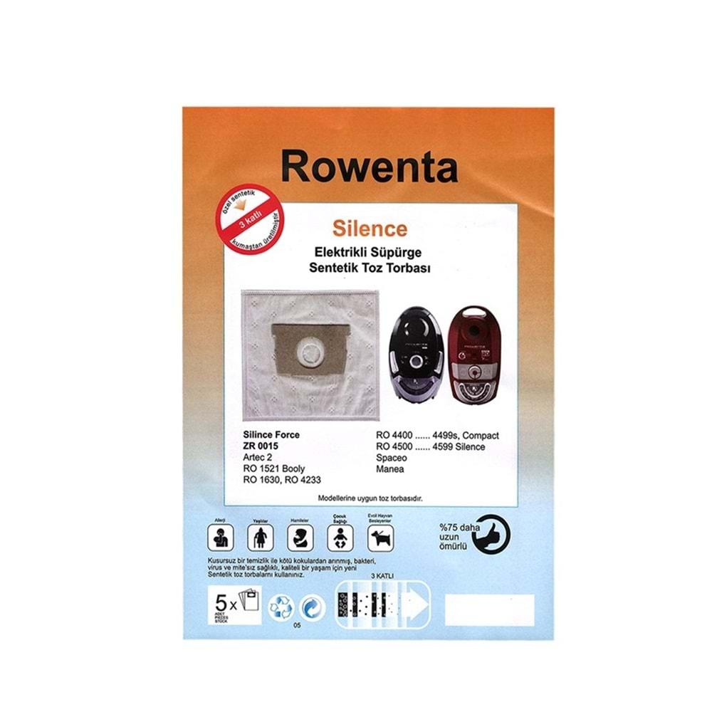 ROWENTA ZR 0015 _SİLENCE FORCE SÜPÜRGE SENTETİK TOZ TORBASI 5 Lİ PAKET 1.KALİTE