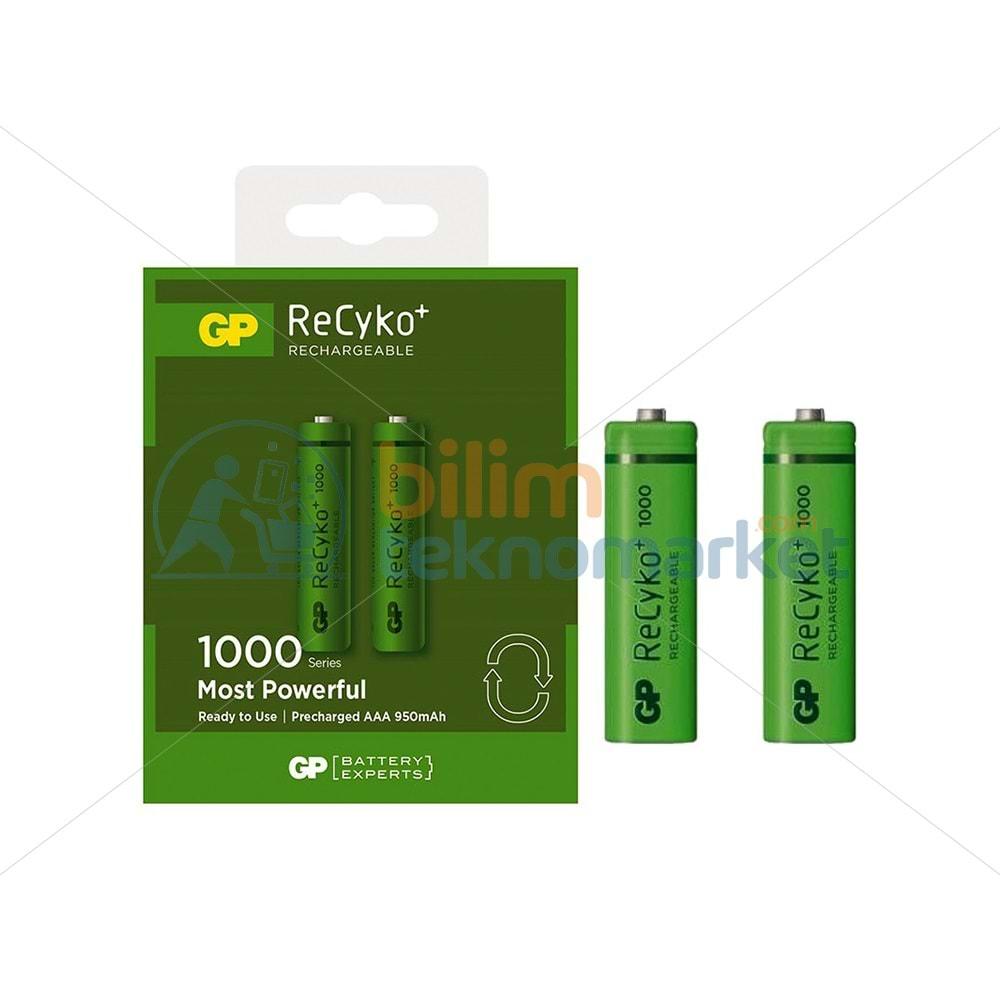 GP 950mAh RECYKO R03 1000 İNCE KALEM AAA 2'Lİ PAKET 6355