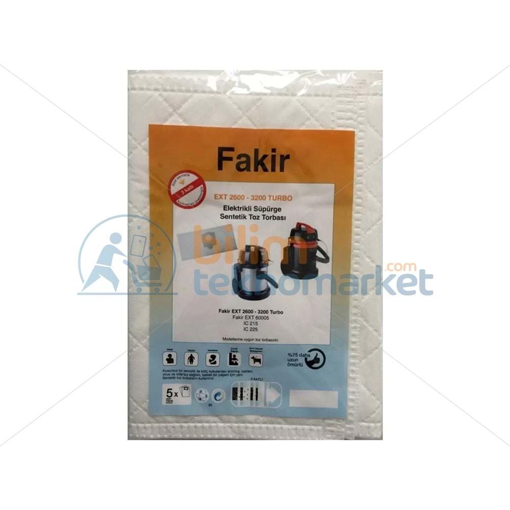 FAKİR EXT 2600 - 3200 TURBO YIKAMALI SÜPÜRGE SENTETİK BEZ TOZ TORBASI 5,Lİ PAKET